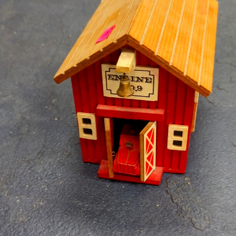 Miniature Red Wooden Engine House